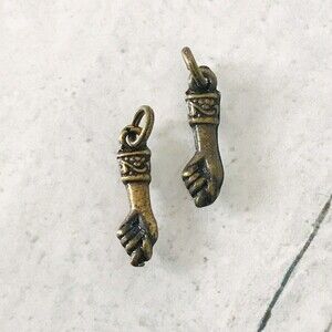 Vintage Brazilian Mano Fico Figa Hand Fist Charm Select Antiqued Gold Unisex NOS